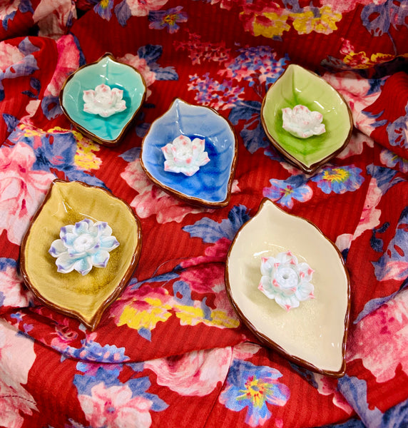 Ceramic Leaf Shaped Incense Dish