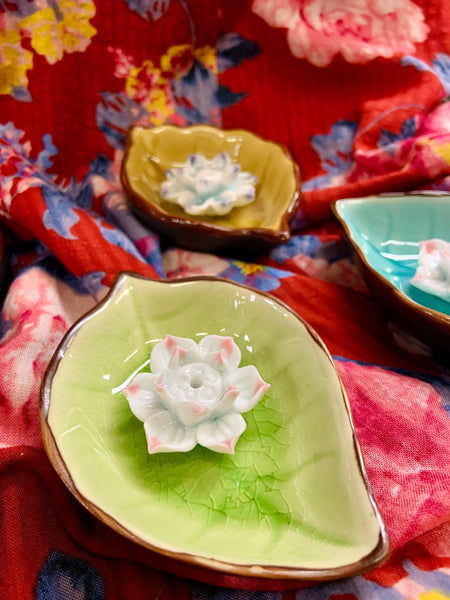 Ceramic Leaf Shaped Incense Dish
