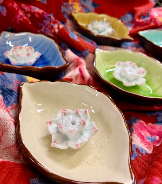 Ceramic Leaf Shaped Incense Dish