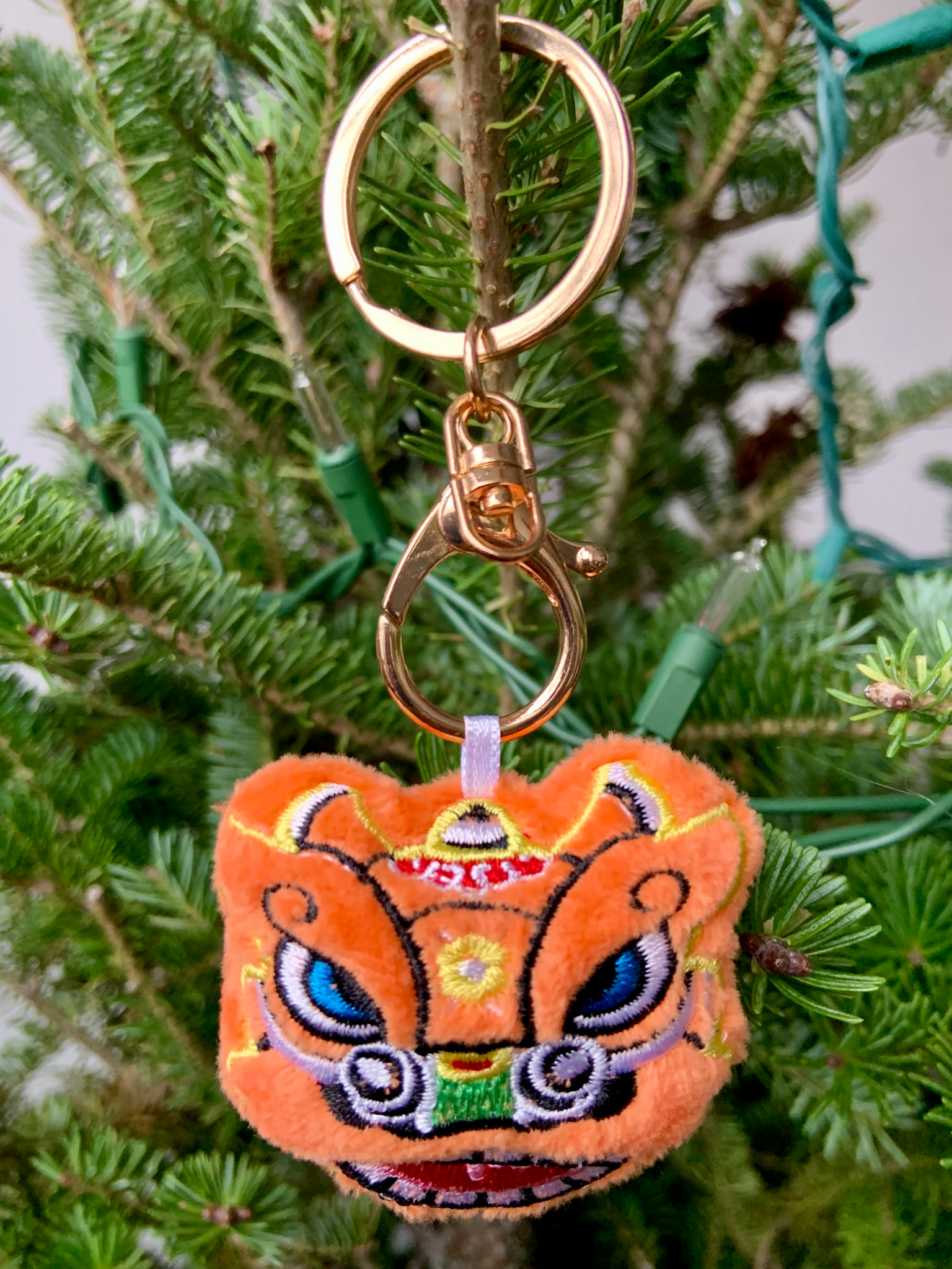 Plush Embroidered Lion Head Keychain Grand Tea Imports