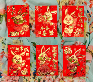 Cartoon Gold Embossed Rabbit Red Envelopes (Short)