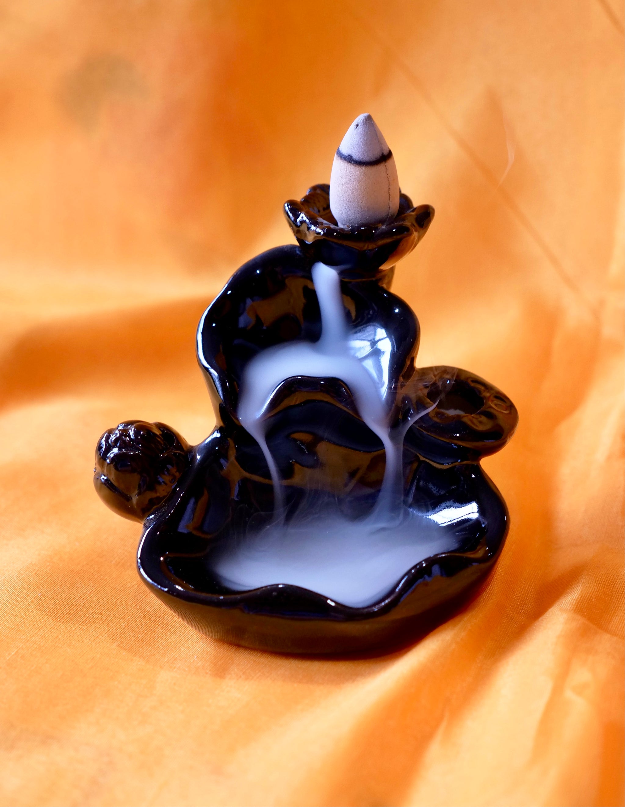 彫刻・オブジェ Richardson CERAMIC INCENSE BURNER Zen Lotus Vintage Ceramic Charcoal and Powder Incense Cone