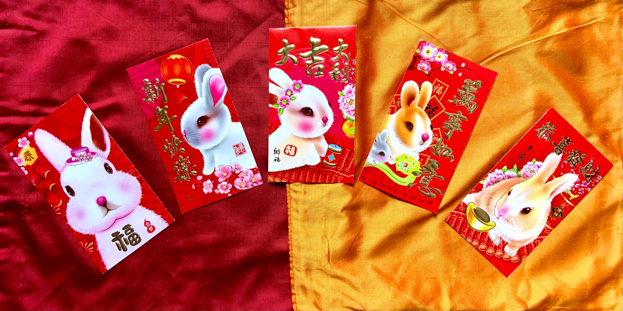 Watercolor Rabbit Red Envelopes (Long)