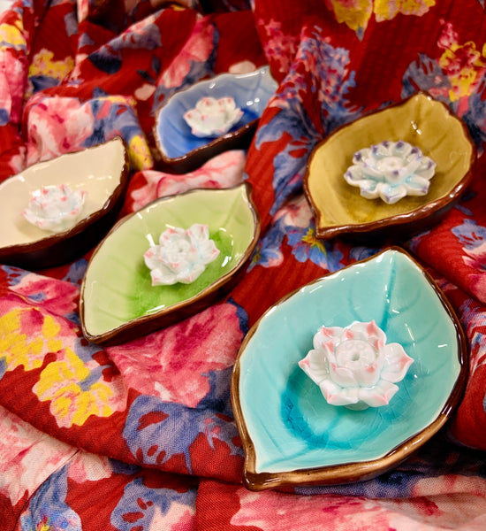 Ceramic Leaf Shaped Incense Dish